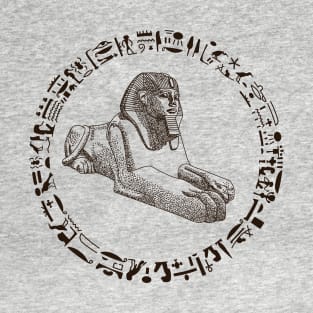 Brown Ancient sphinx statue with hieroglyphics T-Shirt